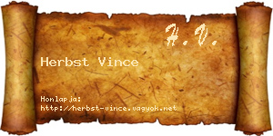 Herbst Vince névjegykártya